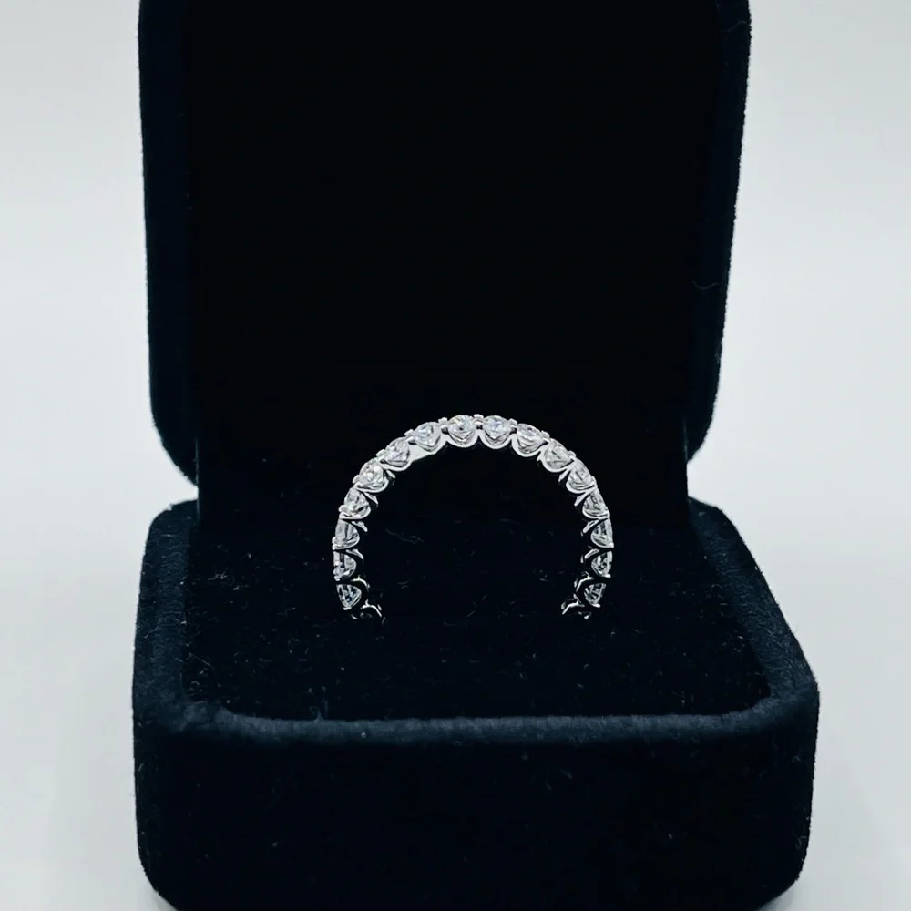 2.02 TCW Lab Diamond U-Prong Eternity Band 14K White Gold Scalloped Wedding - Picture 5 of 7